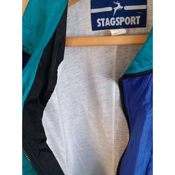 Vintage Stagsport (M) Purple Black Green Zip-Up‎ Front Windbreaker - Picture 5 of 7
